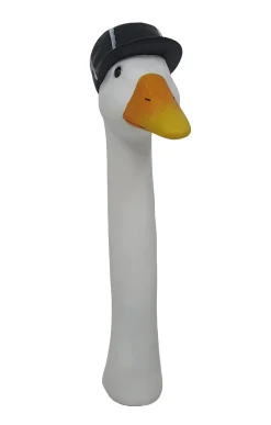 Figur Gänsekopf mit Cap Polyresin 37,5 x 7 x 15,5 cm weiß, schwarz