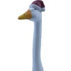 Figur Gänsekopf mit Weihnachtsmütze Polyresin 37,5 x 7 x 15 cm rot
