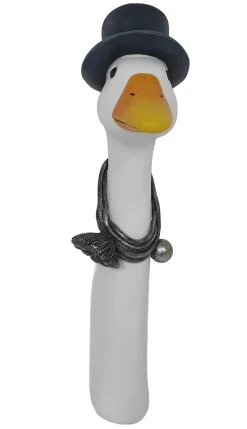 Figur Gänsekopf Schornsteinfeger 33cm Polyresin 33,5 x 8,5 x 6 cm weiß, schwarz