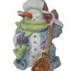 Figur Schneemann mit Besen klein, Polyresin 45 x 33 x 28 cm pastell