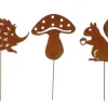 Flamingo Gartenstecker Waldtiere & Pilz rostbraun 40 cm 3 Stück