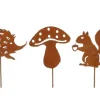 Flamingo Gartenstecker Waldtiere & Pilz rostbraun 15 cm 6 Stück