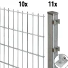 Floraworld Doppelstabmatten-Zaun Set Comfort 20 m 201 x 123 cm mit Bodenplatte & 11 Pfosten 129 cm feuerverzinkt
