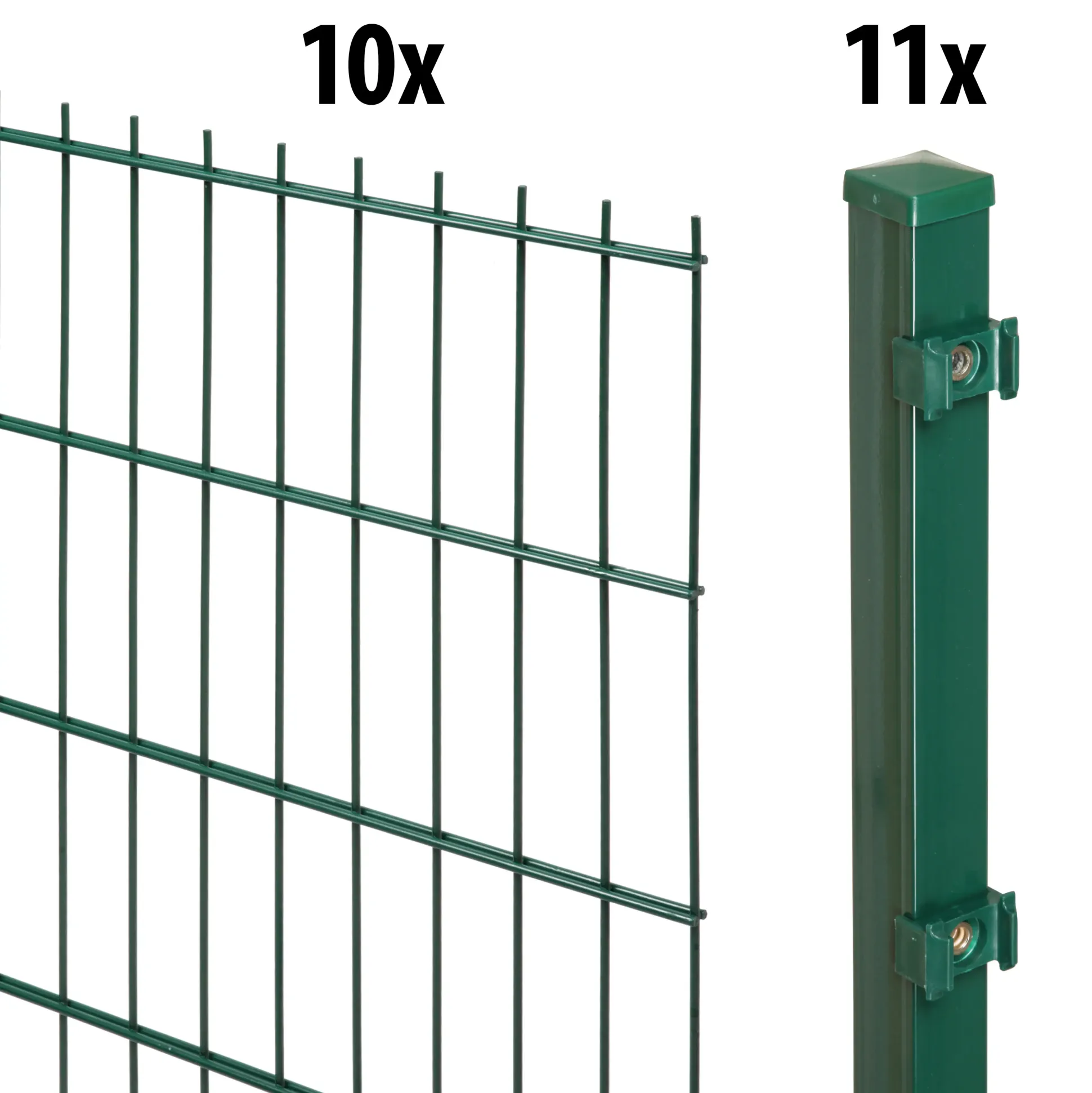 Floraworld Doppelstabmatten-Zaun Set 20 m 201 x 183 cm inkl. 11 Pfosten 240 cm moosgrün