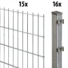 Floraworld Doppelstabmatten-Zaun Set Comfort 30 m 201 x 103 cm inkl. 16 Pfosten 160 cm feuerverzinkt