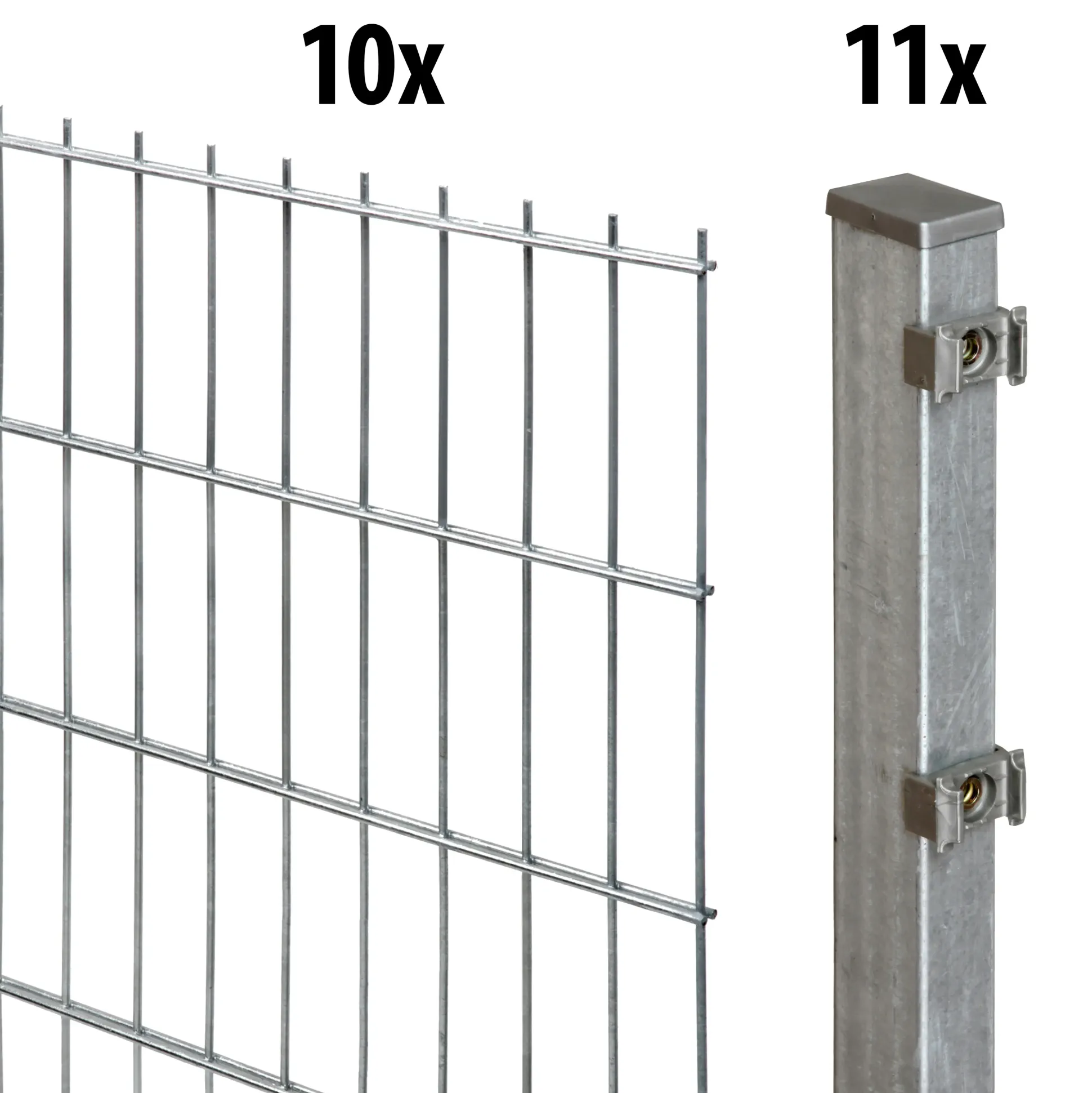 Floraworld Doppelstabmatten-Zaun Set Comfort 20 m 201 x 123 cm inkl. 11 Pfosten 180 cm feuerverzinkt