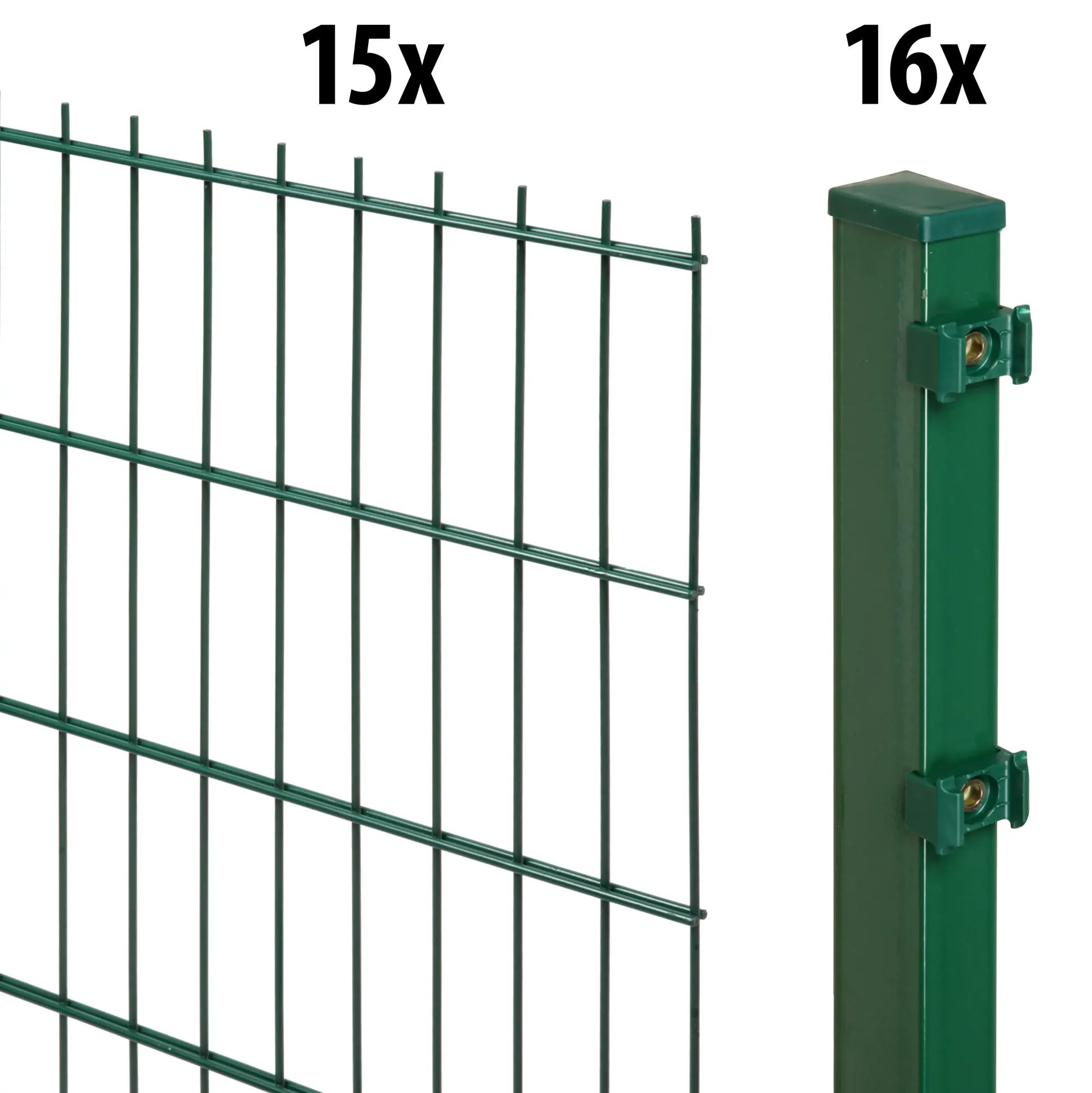 Floraworld Doppelstabmatten-Zaun Set Comfort 30 m 201 x 203 cm inkl. 16 Pfosten 260 cm moosgrün