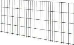 Floraworld Doppelstabmatten-Zaun Set 10 m 201 x 83 cm inkl. 6 Pfosten 125 cm moosgrün