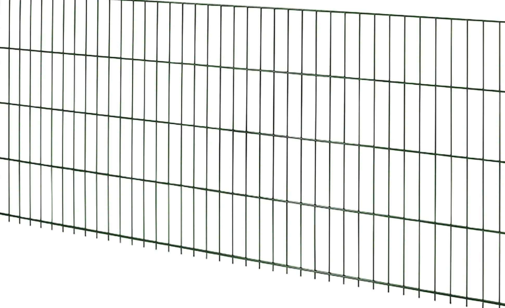 Floraworld Doppelstabmatten-Zaun Set 10 m 201 x 83 cm inkl. 6 Pfosten 125 cm moosgrün