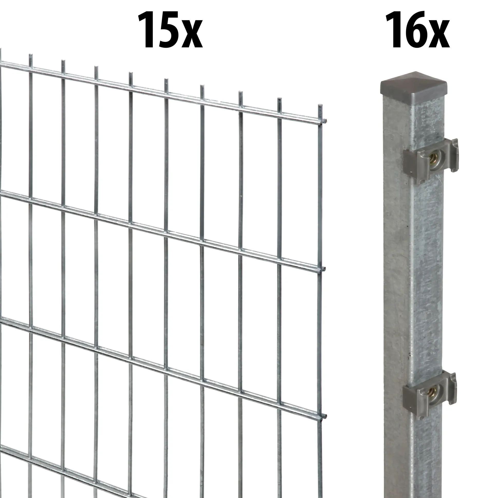 Floraworld Doppelstabmatten-Zaun Set 30 m 201 x 163 cm inkl. 16 Pfosten 220 cm feuerverzinkt