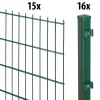 Floraworld Doppelstabmatten-Zaun Set 30 m 201 x 203 cm inkl. 16 Pfosten 260 cm moosgrün