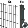 Floraworld Doppelstabmatten-Zaun Set Comfort 20 m 201 x 183 cm inkl. 11 Pfosten 189 cm anthrazit