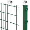 Floraworld Doppelstabmatten-Zaun Set Comfort 30 m 201 x 103 cm inkl. 16 Pfosten 160 cm moosgrün