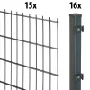 Floraworld Doppelstabmatten-Zaun Set 20 m 201 x 83 cm inkl. 11 Pfosten 240 cm anthrazit