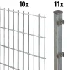 Floraworld Doppelstabmatten-Zaun Set 20 m 201 x 143 cm inkl. 11 Pfosten 200 cm feuerverzinkt