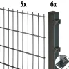 Floraworld Doppelstabmatten-Zaun Set Comfort 10 m 201 x 103 cm mit Bodenplatte & 6 Pfosten 109 cm anthrazit