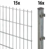 Floraworld Doppelstabmatten-Zaun Set 30 m 201 x 83 cm inkl. 16 Pfosten 125 cm feuerverzinkt