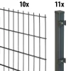 Floraworld Doppelstabmatten-Zaun Set 20 m 201 x 83 cm inkl. 11 Pfosten 125 cm anthrazit