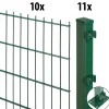 Floraworld Doppelstabmatten-Zaun Set Comfort 20 m 201 x 183 cm mit Bodenplatte & 16 Pfosten 189 cm moosgrün