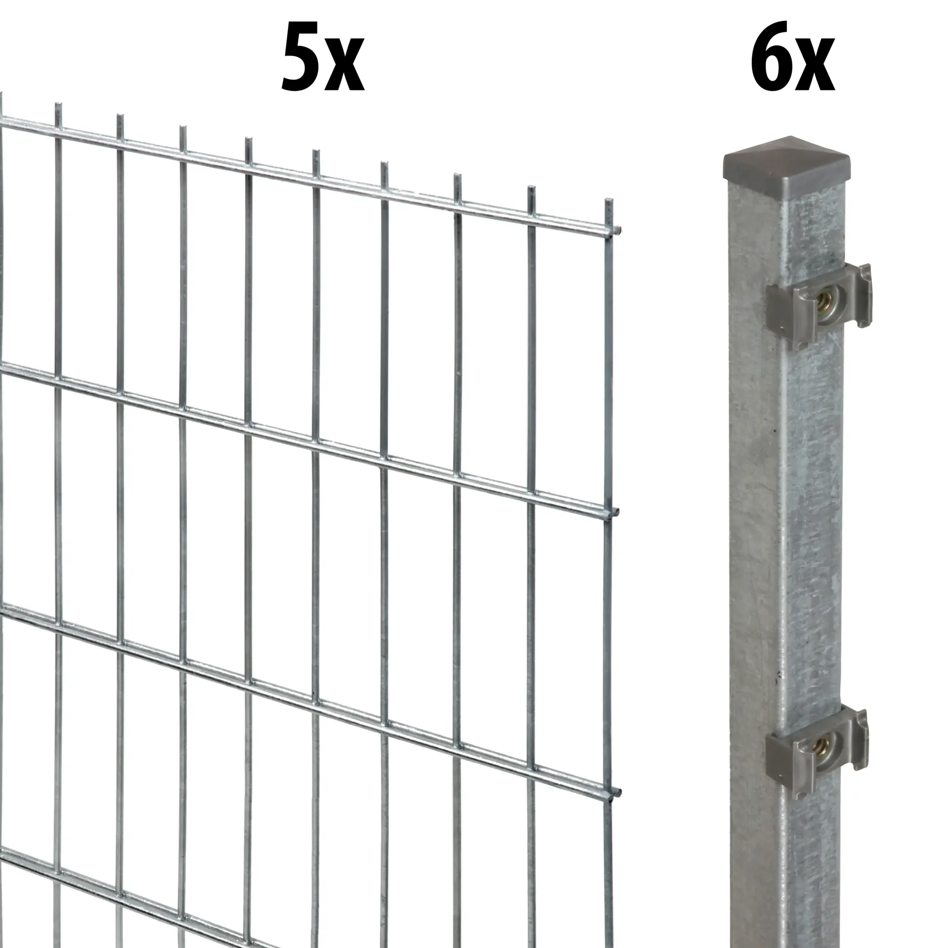Floraworld Doppelstabmatten-Zaun Set Comfort 10 m 201 x 103 cm inkl. 6 Pfosten 150 cm feuerverzinkt