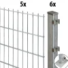 Floraworld Doppelstabmatten-Zaun Set Comfort 10 m 201 x 143 cm mit Bodenplatte & 6 Pfosten 149,3 cm feuerverzinkt