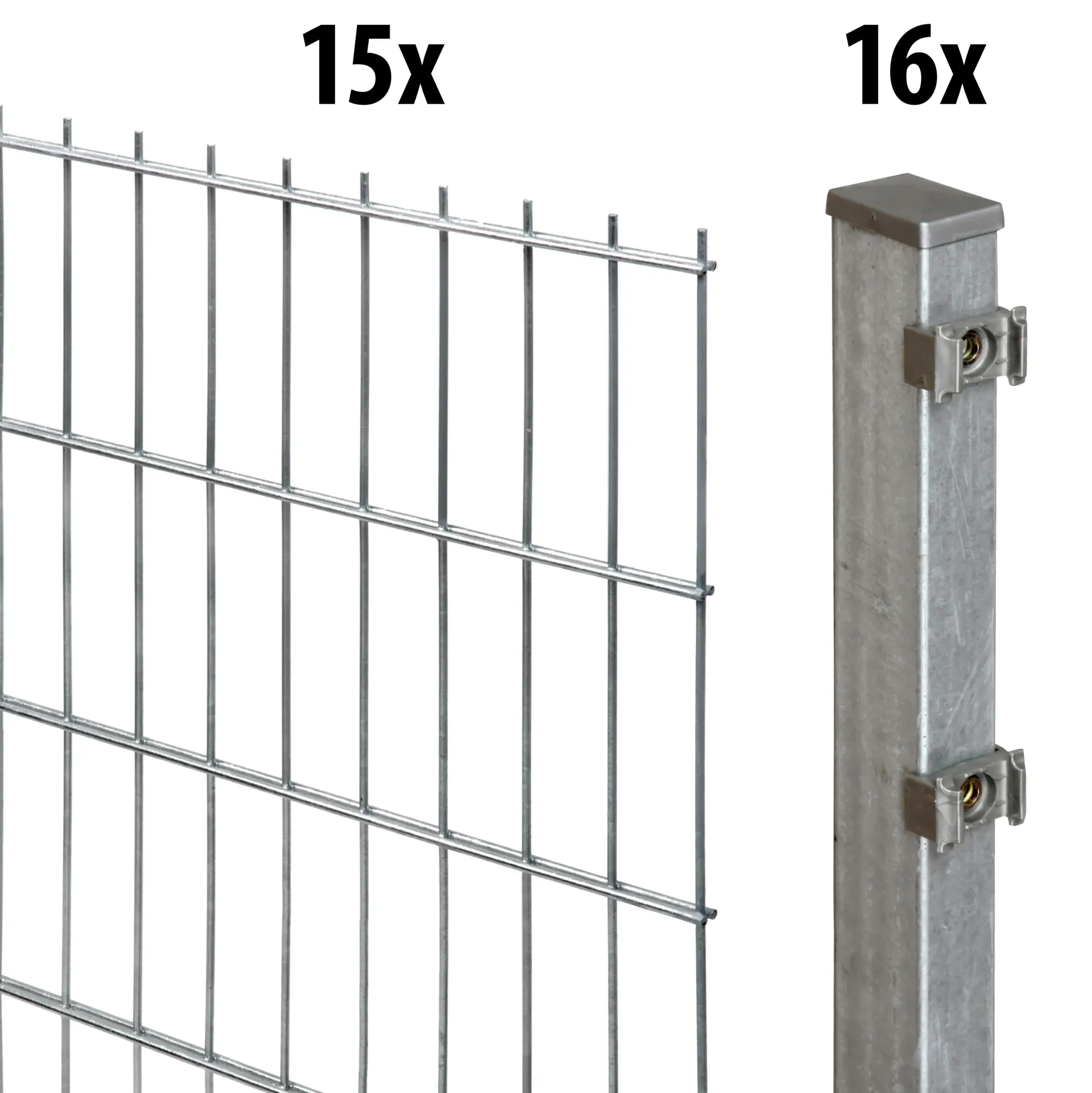 Floraworld Doppelstabmatten-Zaun Set Comfort 30 m 201 x 123 cm inkl. 16 Pfosten 180 cm feuerverzinkt