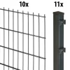 Floraworld Doppelstabmatten-Zaun Set Comfort 20 m 201 x 143 cm inkl. 11 Pfosten 200 cm anthrazit