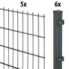 Floraworld Doppelstabmatten-Zaun Set 10 m 201 x 183 cm inkl. 6 Pfosten 240 cm anthrazit
