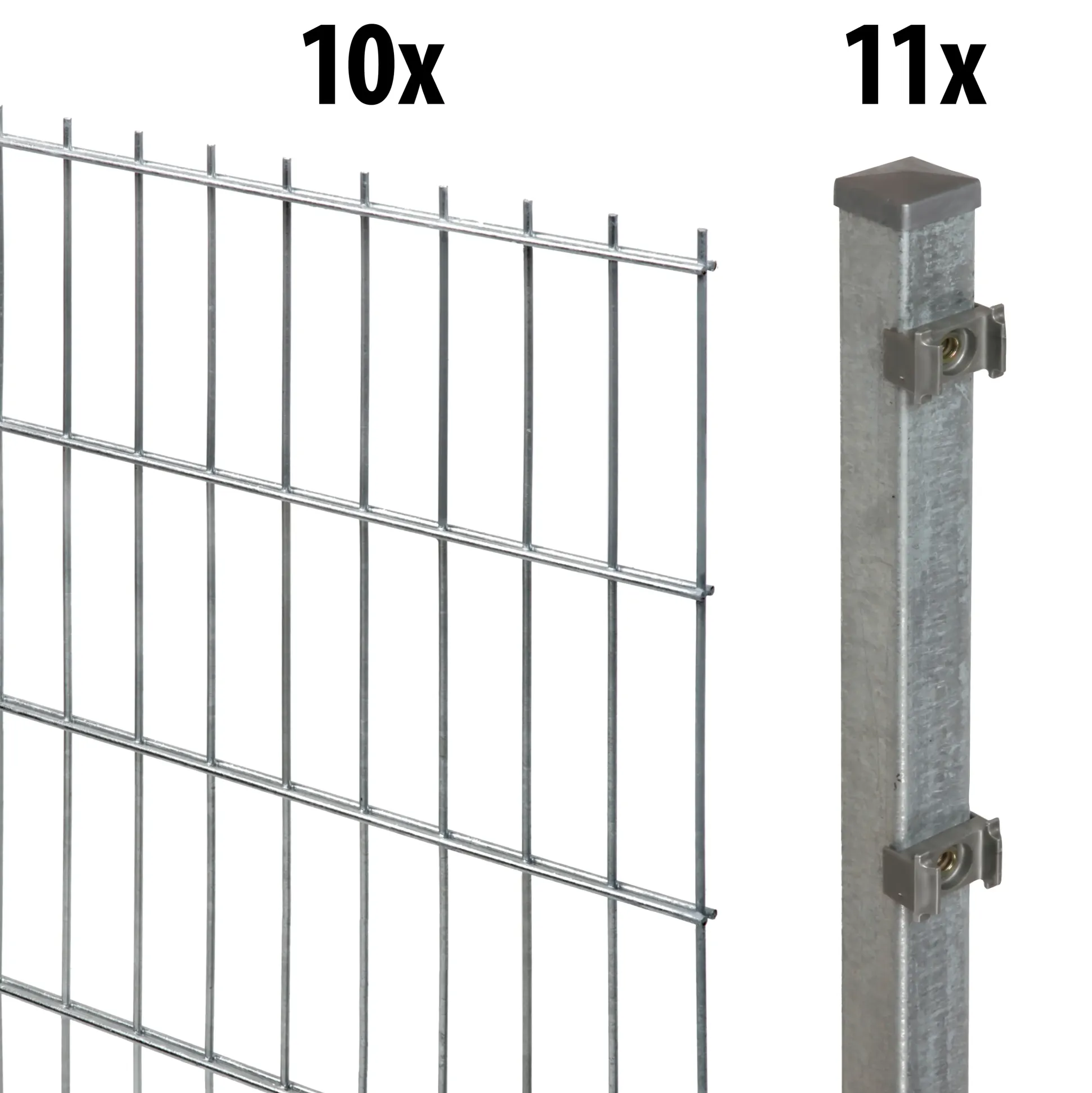 Floraworld Doppelstabmatten-Zaun Set 20 m 201 x 183 cm inkl. 11 Pfosten 240 cm feuerverzinkt