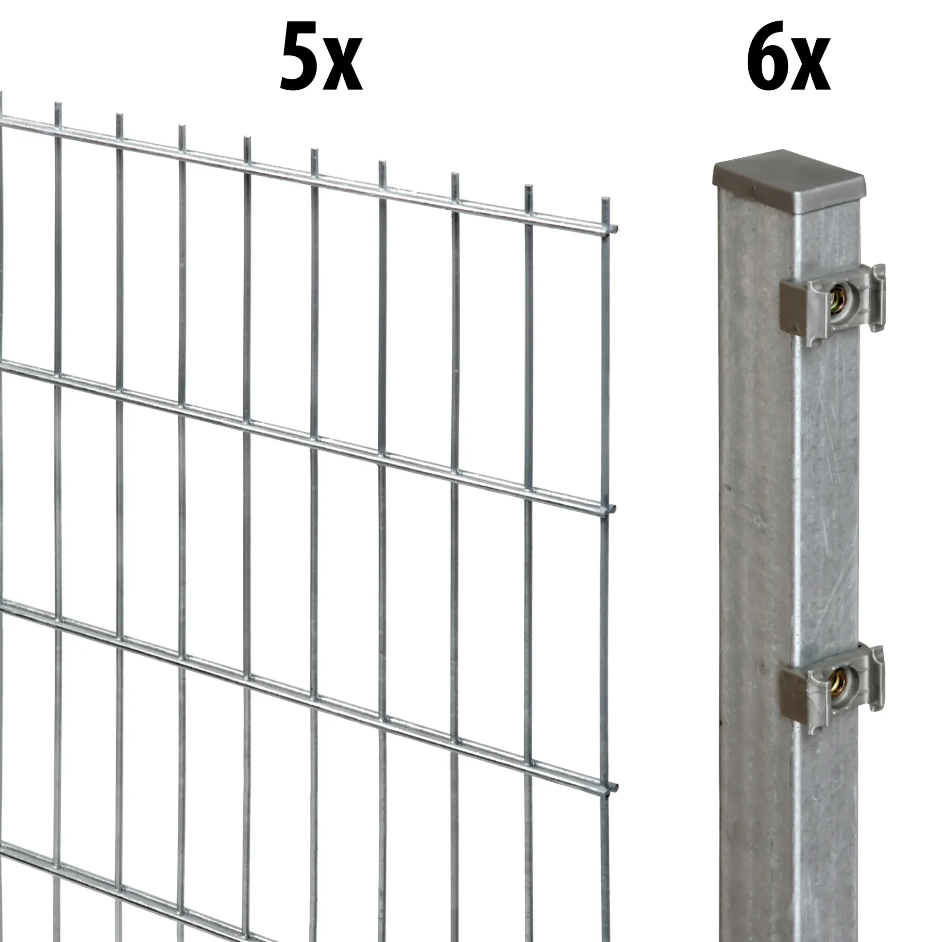 Floraworld Doppelstabmatten-Zaun Set Comfort 10 m 201 x 123 cm inkl. 6 Pfosten 170 cm feuerverzinkt