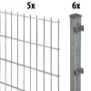 Floraworld Doppelstabmatten-Zaun Set 10 m 201 x 183 cm inkl. 6 Pfosten 240 cm feuerverzinkt