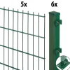 Floraworld Doppelstabmatten-Zaun Set Comfort 10 m 201 x 183 cm mit Bodenplatte & 6 Pfosten 189,3 cm moosgrün