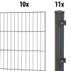 Floraworld Einstabmatten-Zaun Set Classic 20 m 200 x 150 cm inkl. 11x Pfosten 220 cm anthrazit