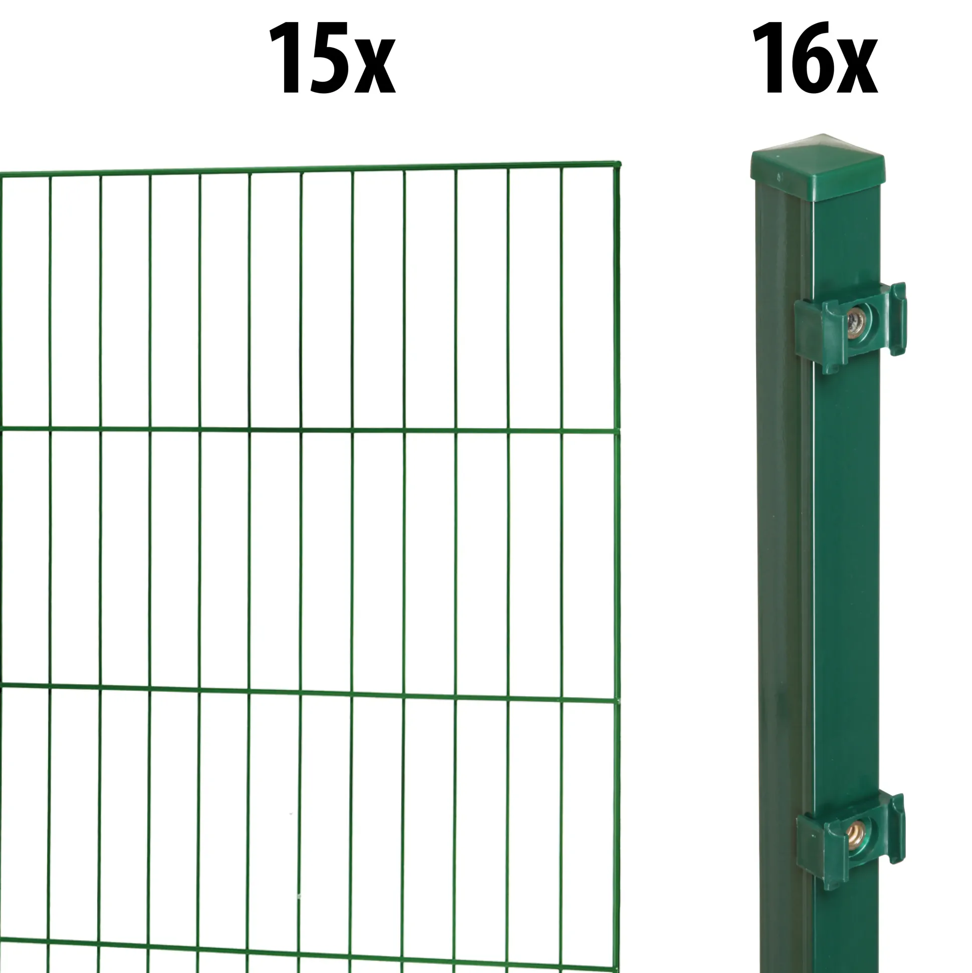 Floraworld Einstabmatten-Zaun Set Classic 30 m 200 x 75 cm inkl. 16 Pfosten 125 cm moosgrün