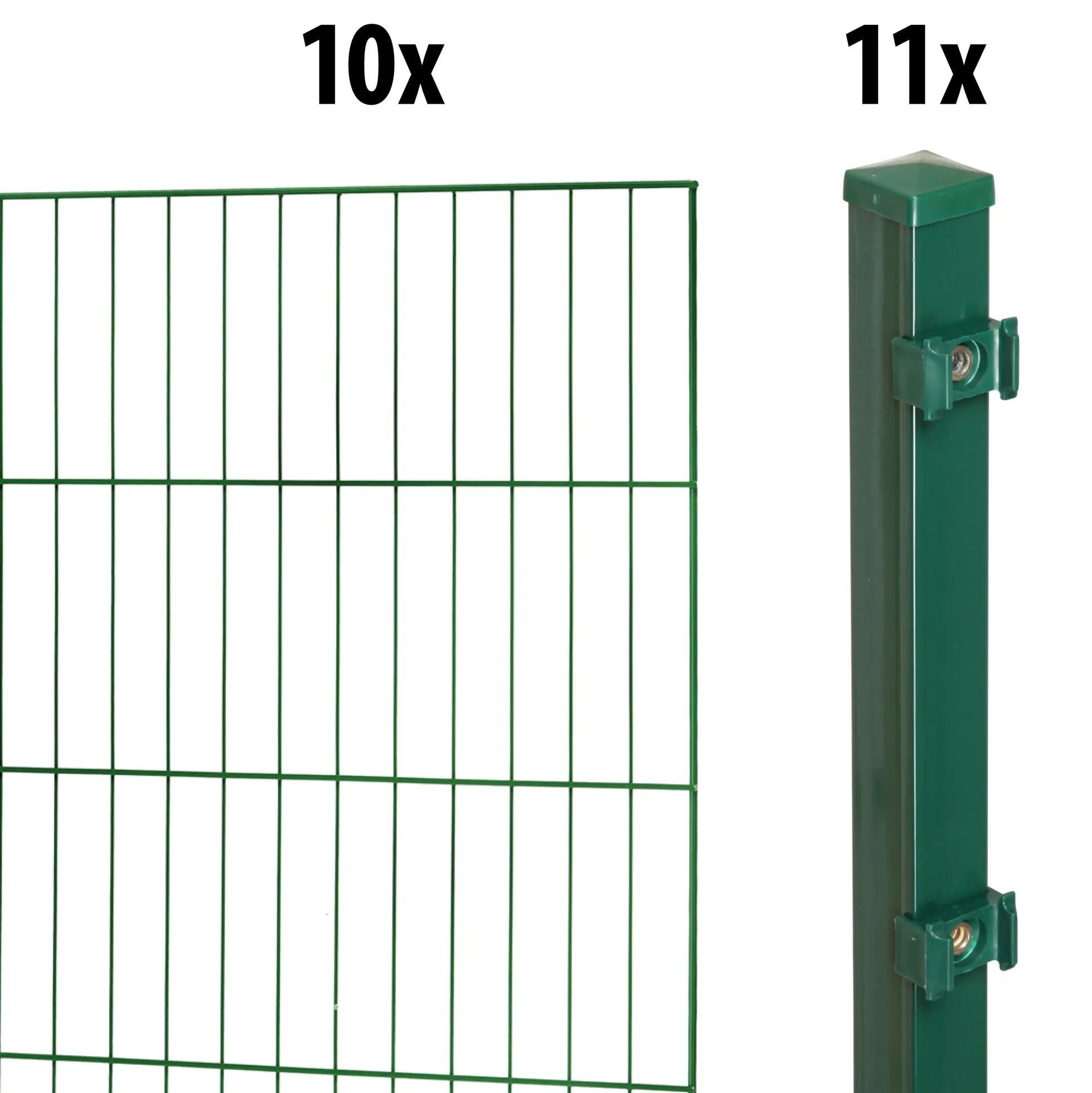 Floraworld Einstabmatten-Zaun Set Classic 20 m 200 x 100 cm inkl. 11 Pfosten 150 x 4 cm moosgrün
