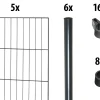 Floraworld Einstabmatten-Zaun Set Classic 10 m 200 x 175 cm inkl. 16 Pfosten 225 cm anthrazit