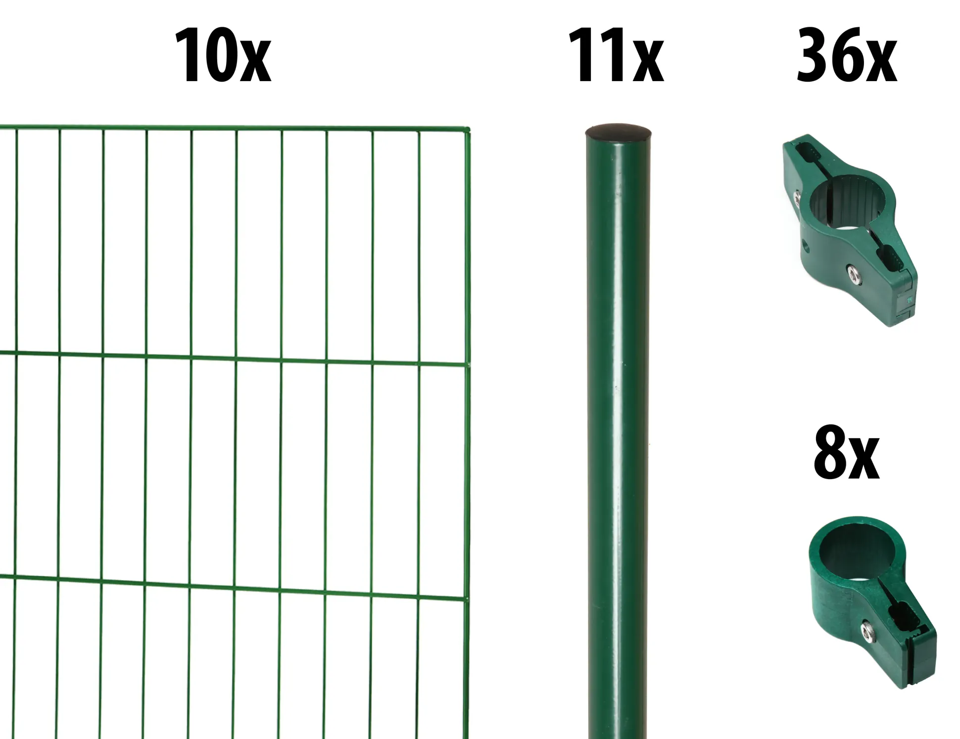 Floraworld Einstabmatten-Zaun Set Classic 20 m 200 x 150 cm inkl. 11 Pfosten 200 cm moosgrün