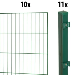 Floraworld Einstabmatten-Zaun Set Classic 20 m 200 x 50 cm inkl. 11 Pfosten 100 cm moosgrün