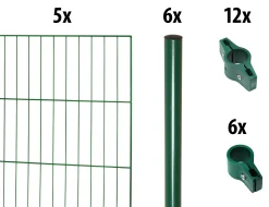 Floraworld Einstabmatten-Zaun Set Classic 10 m 200 x 100 cm inkl. 6 Pfosten 150 x 0,34 cm moosgrün