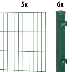 Floraworld Einstabmatten-Zaun Set Classic 10 m 200 x 100 cm inkl. 6 Pfosten 150 cm moosgrün