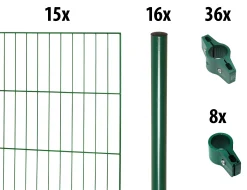 Floraworld Einstabmatten-Zaun Set Classic 30 m 200 x 150 cm inkl. 16 Pfosten 200 cm moosgrün