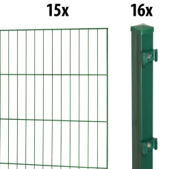 Floraworld Einstabmatten-Zaun Set Classic 30 m 200 x 175 cm inkl. 16 Pfosten 240 cm moosgrün