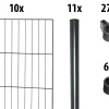 Floraworld Einstabmatten-Zaun Set Classic 20 m 200 x 125 cm inkl. 11x Pfosten 175 cm anthrazit