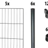 Floraworld Einstabmatten-Zaun Set Classic 10 m 200 x 125 cm inkl. 6 Pfosten 175 cm anthrazit