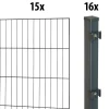 Floraworld Einstabmatten-Zaun Set Classic 30 m 200 x 175 cm inkl. 16 Pfosten 240 cm anthrazit