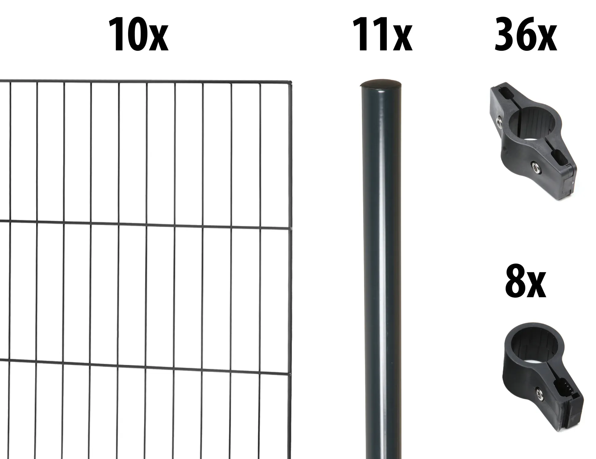 Floraworld Einstabmatten-Zaun Set Classic 20 m 200 x 150 cm inkl. 11 Pfosten 200 cm anthrazit