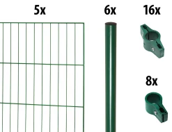 Floraworld Einstabmatten-Zaun Set Classic 10 m 200 x 175 cm inkl. 6 Pfosten 225 cm moosgrün