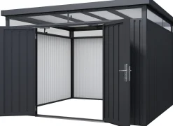 Floraworld Gerätehaus Premium Q7,5 FirstLine schwarz-mettalic 274 x 274 cm