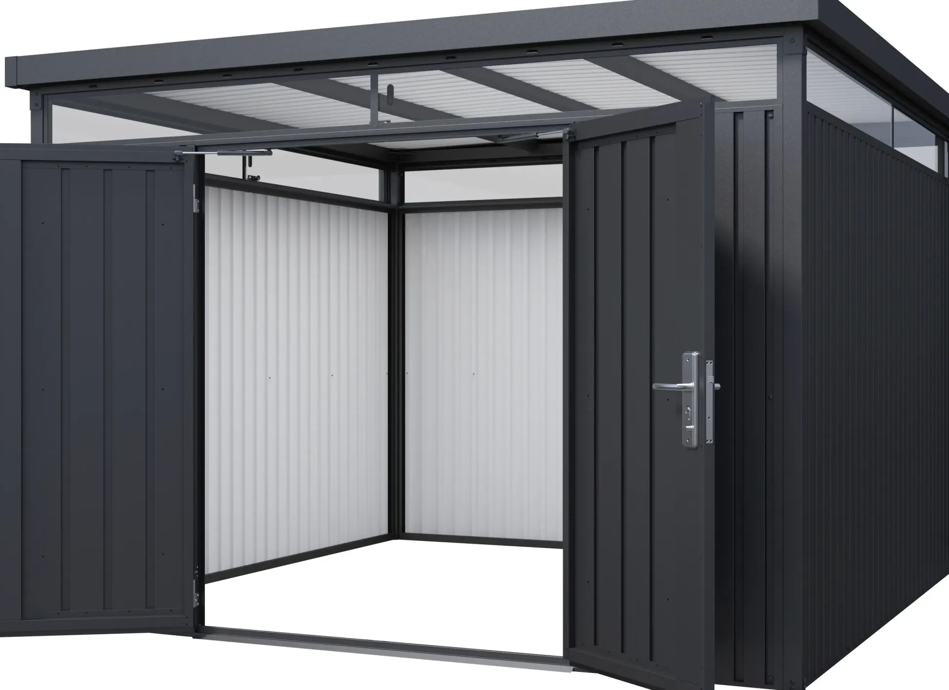 Floraworld Gerätehaus Premium Q7,5 FirstLine schwarz-mettalic 274 x 274 cm