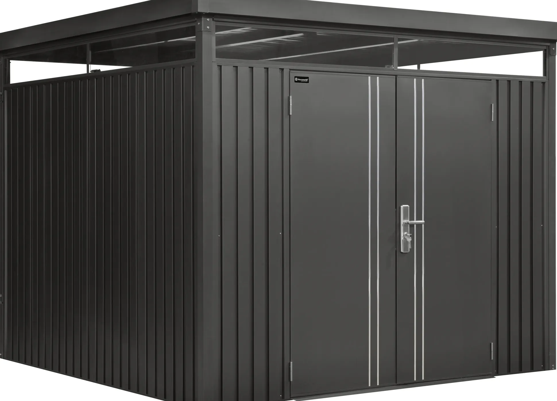 Floraworld Gerätehaus Premium Q7,5 FirstLine schwarz-mettalic 274 x 274 cm